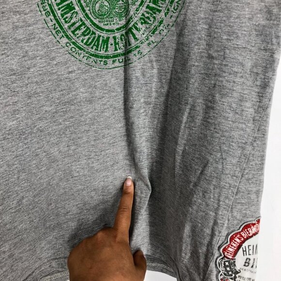 Heineken Grey Promo Merch V Neck Short Sleeve T Shirt size L but ~M - Picture 12 of 15